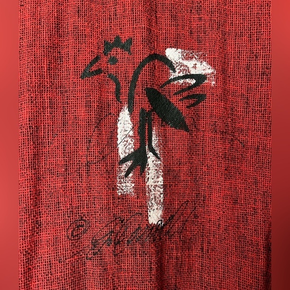 Art to wear Cadigan Button-up Top hand painted on red/black weave women’s M - Picture 3 of 11